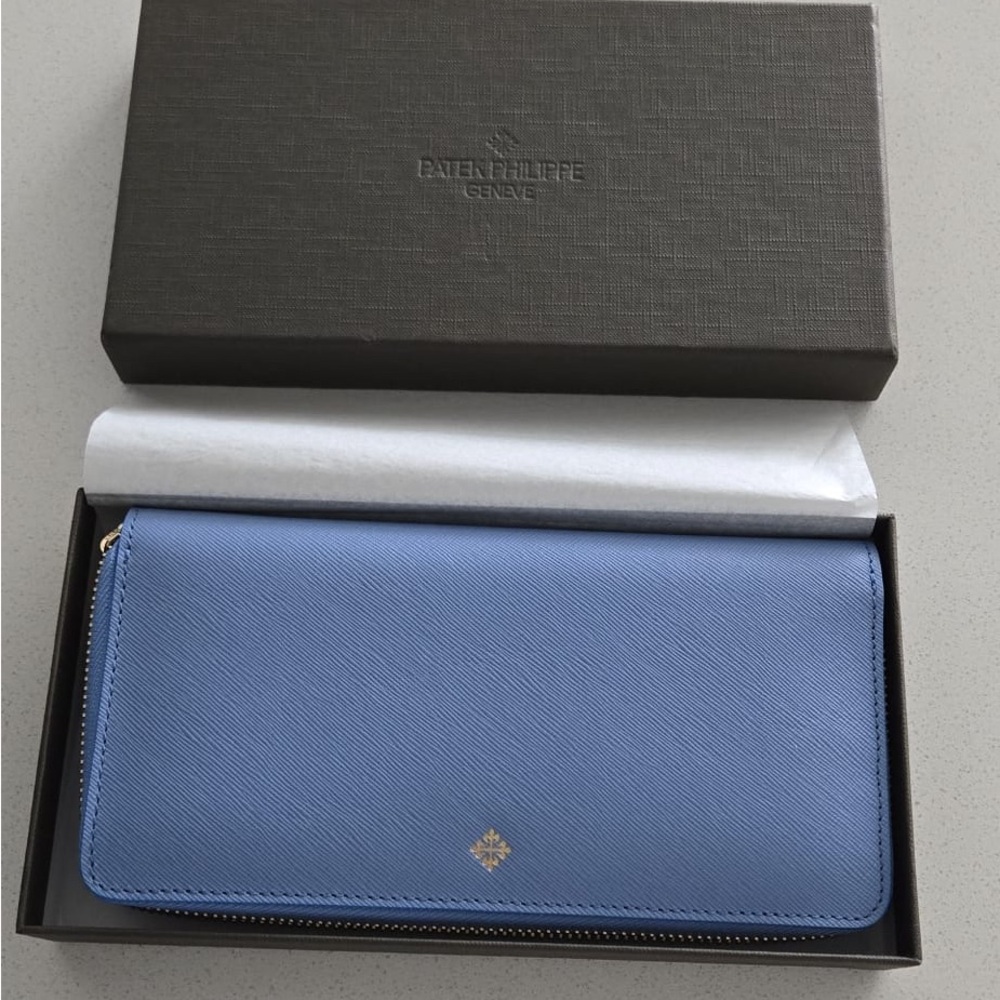 Patek Philippe Blue Wallet with Gold zipper